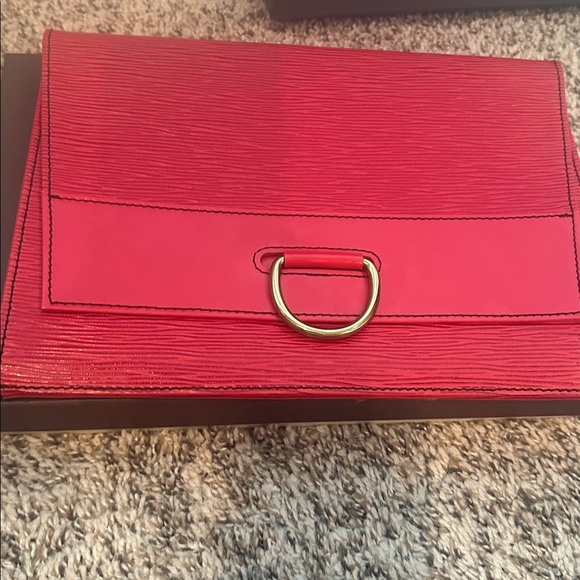 Louis Vuitton Vintage Red Jena Clutch with Gold Accent and Box - Picture 2 of 16